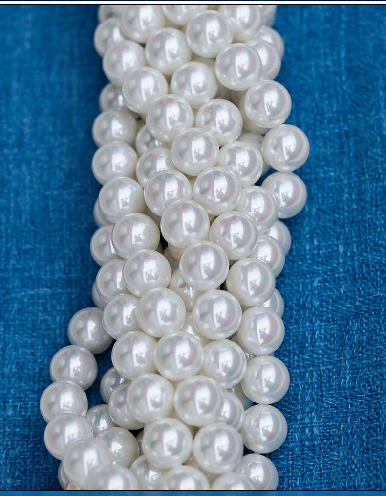 批发贝珠2-12mm直孔高亮贝壳玻璃珍珠穿孔diy饰品配件散珠串珠材详情9