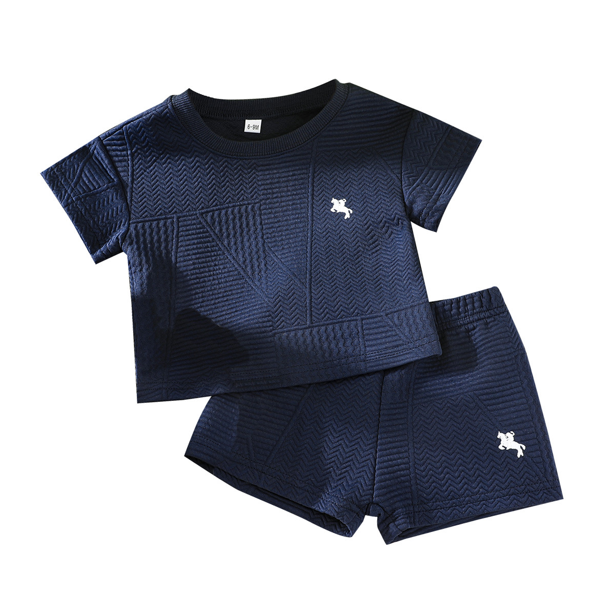 A simple and comfortable embroidered T-shirt and shorts set with horse racing patterns for boys aged 0-3 years old, a new summer sports outfit pic 27