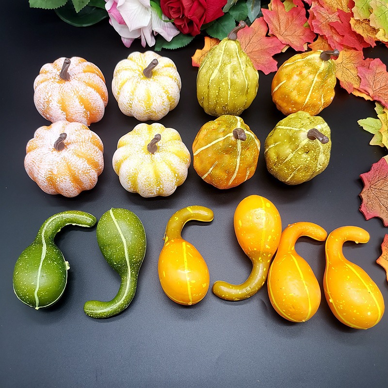 亚马逊现货仿真南瓜万圣节白黄南瓜模型丰收节日装饰工艺品礼品摆件挂件详情11