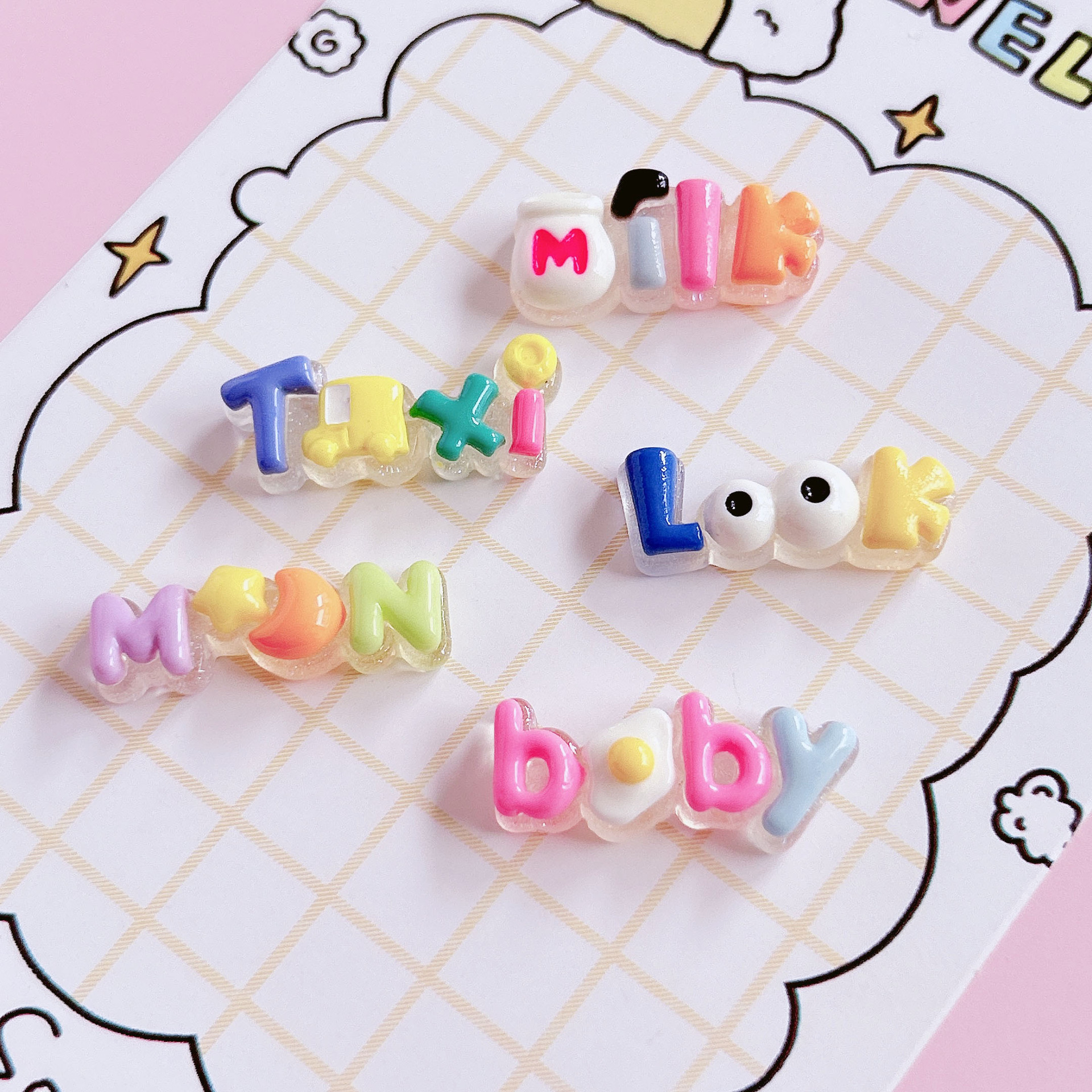 Creative color English letter plates, new handmade diy cream glue phone cases, headwear, hair clips, accessories, resin pic 6