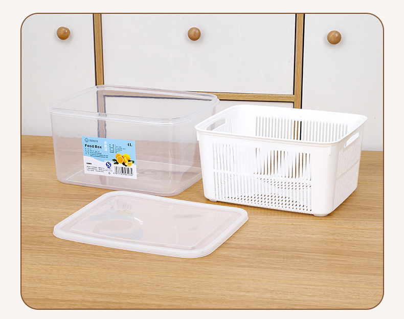 Refrigerator storage box, water-draining and fresh-keeping box, kitchen food-grade special refrigeration and freezing sealed fresh-keeping box for fruits and vegetables pic 16