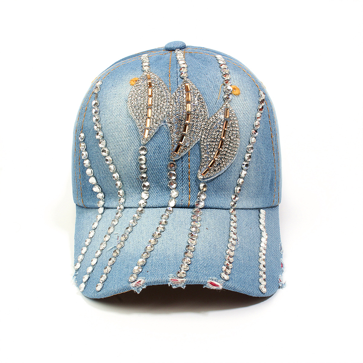 跨境外贸新款牛仔布女镶钻欧美国休闲成人棒球帽时尚洋气鸭舌帽子详情30