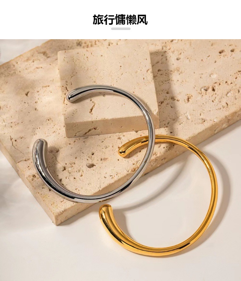 European and American cross-border titanium steel bracelet, 18K gold-plated colored zirconium full diamond, high-end and fashionable stainless steel cast bracelet and jewelry pic 4