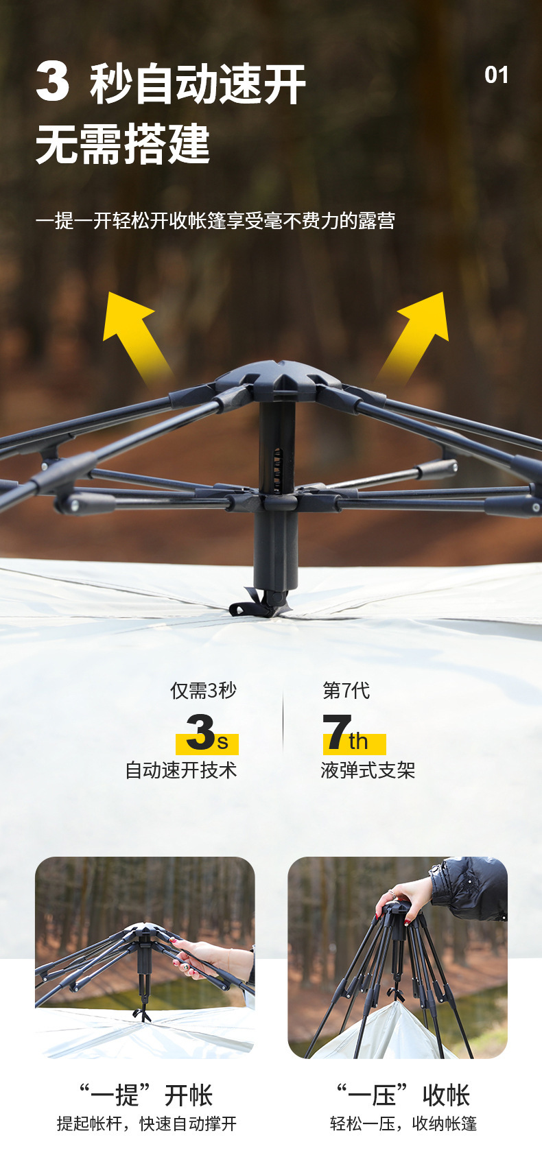 帐篷户外全自动3-4双人2单人家用防晒防虫室内小房子成人儿童帐篷详情4