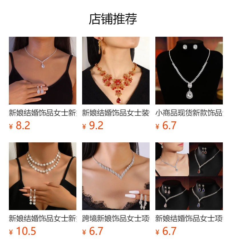 New necklace and earring set, European and American style water diamond collarbone bride accessory chain, diamond-encrusted banquet party set chain and earrings pic 10