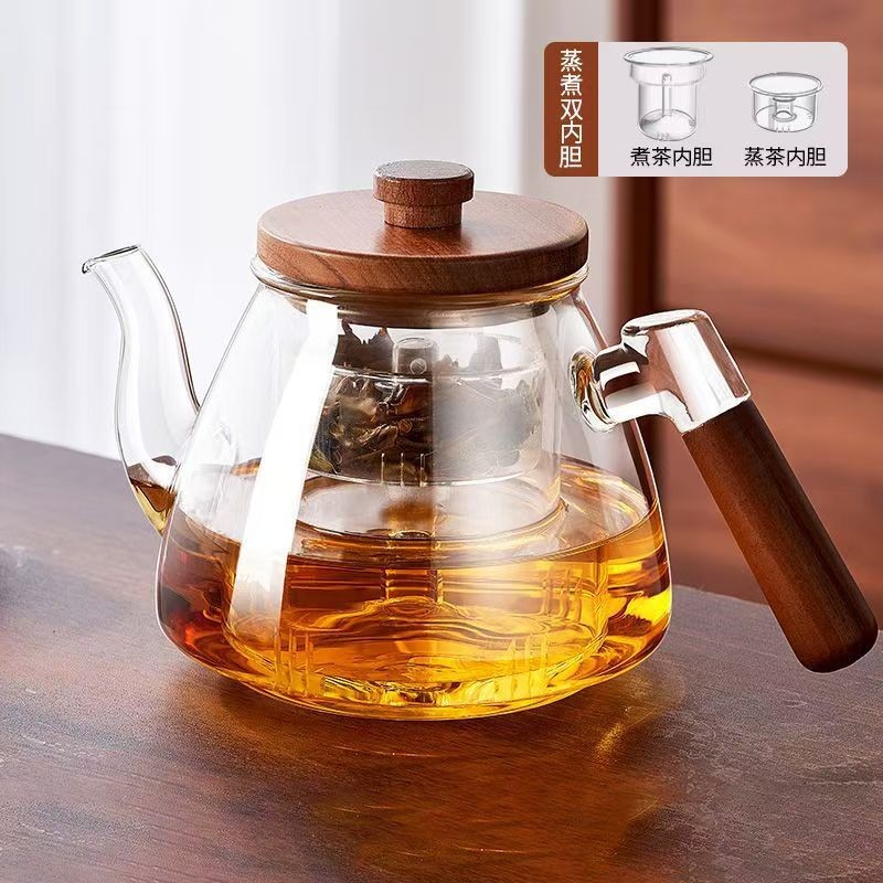 Glass teapot, household heat-resistant Japanese tea brewing teapot, kung fu tea set, electric ceramic stove set, tea and water separation kettle pic 15