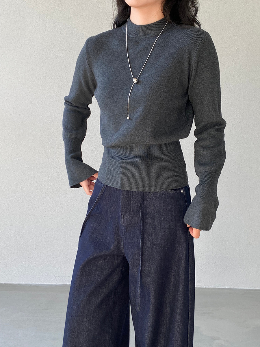 Jiangzuo [Winter Daylight] Korean-style semi-high neck flared sleeve knitted sweater for women to slim their waisted waist in winter 3012 pic 28