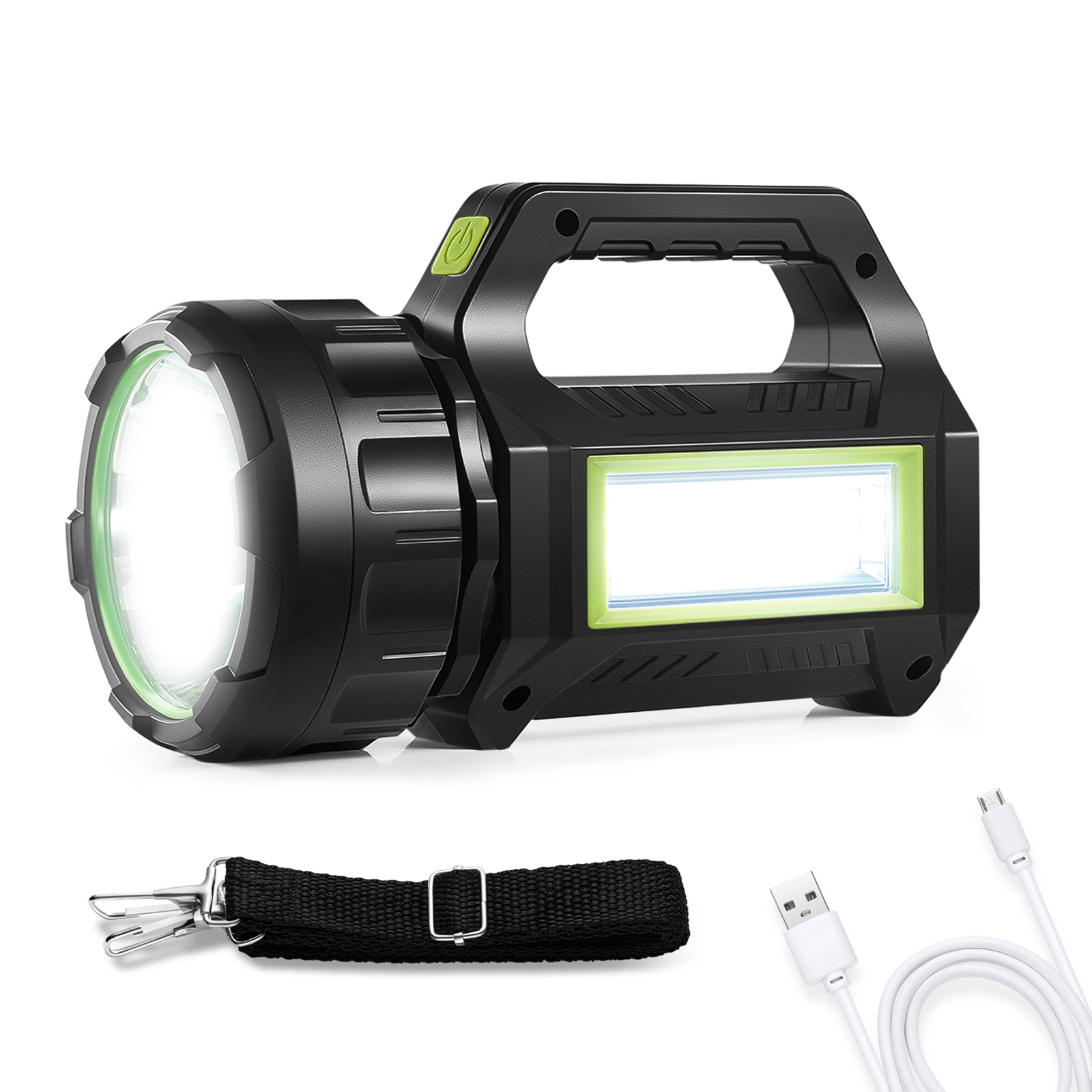 Solar-powered rechargeable flashlight, outdoor portable light, searchlight, USB red light warning light, cross-border T95 outdoor emergency pic 6