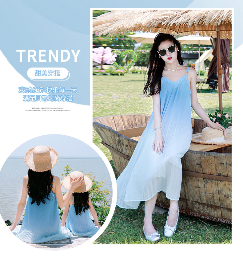 Bestseller 2025 New Summer seaside style Sanya vacation Halter dress for family of three pic 6