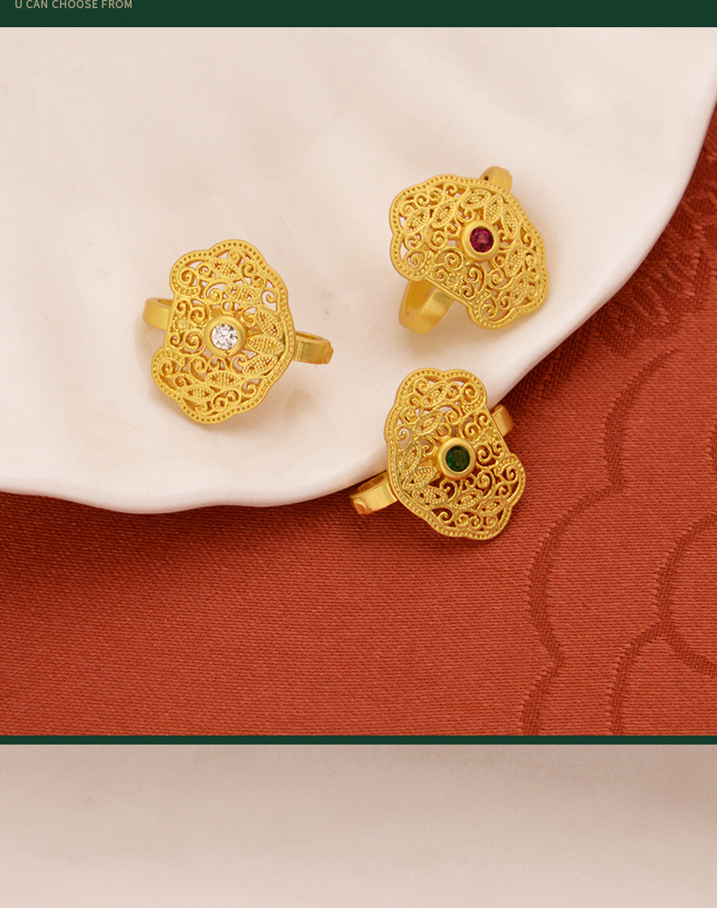 强保色沙金配件diy饰品古法金锆石如意搭扣手链手绳收尾连接扣详情4