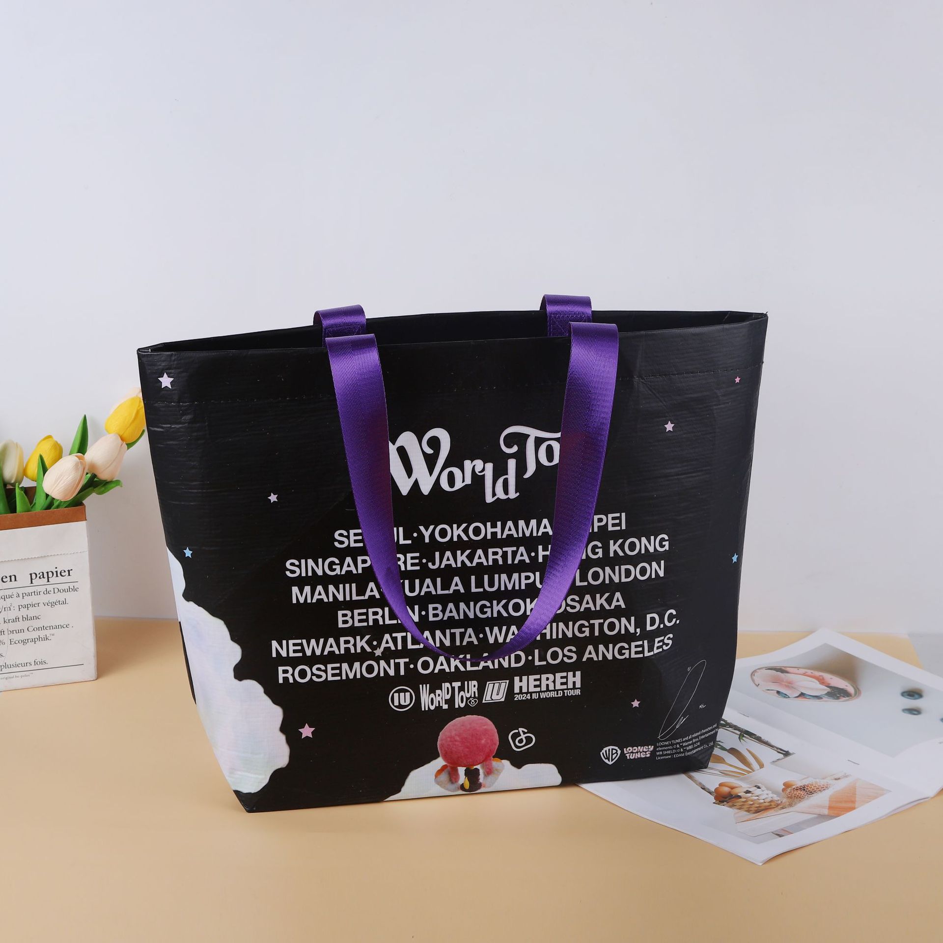 丽新布RPET购物袋韩国订单环保袋网红韩版ins风包装塑料环保袋详情16