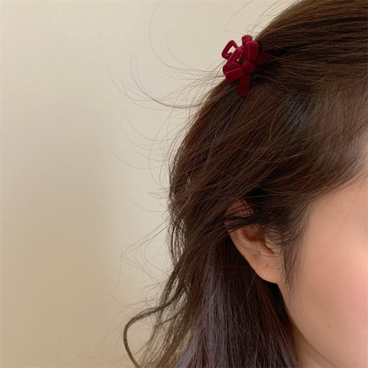 高级感丝绒蝴蝶结小抓夹刘海发夹小众设计发饰女小号碎发夹合金详情8