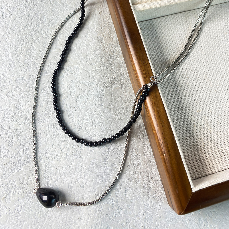 2024年新款黑玛瑙拼接长链条毛衣链小众气质冷淡风颈链高级锁骨链详情5