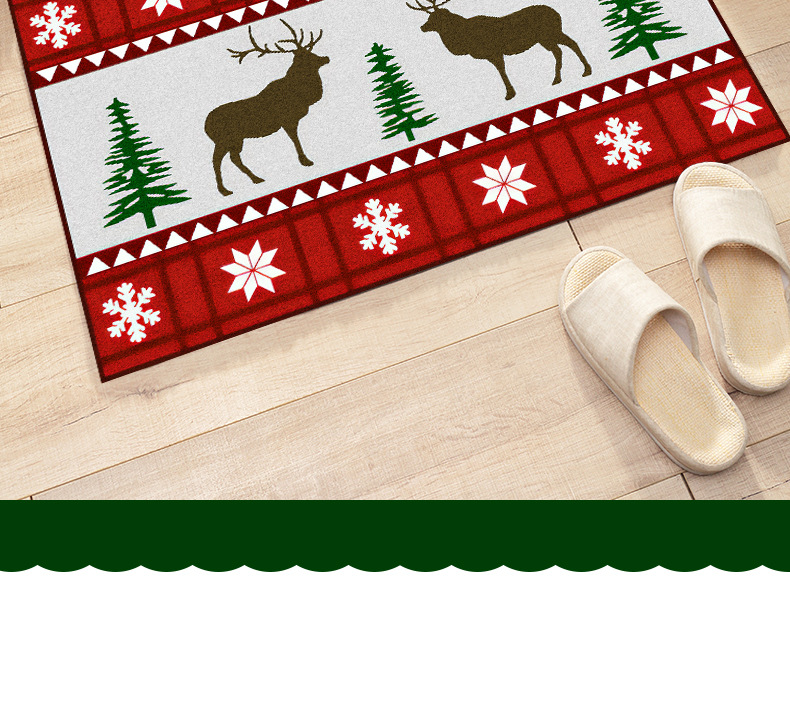 Red Christmas floor mat, Santa Claus Christmas tree, coral velvet entry bar, home floor mat pic 2