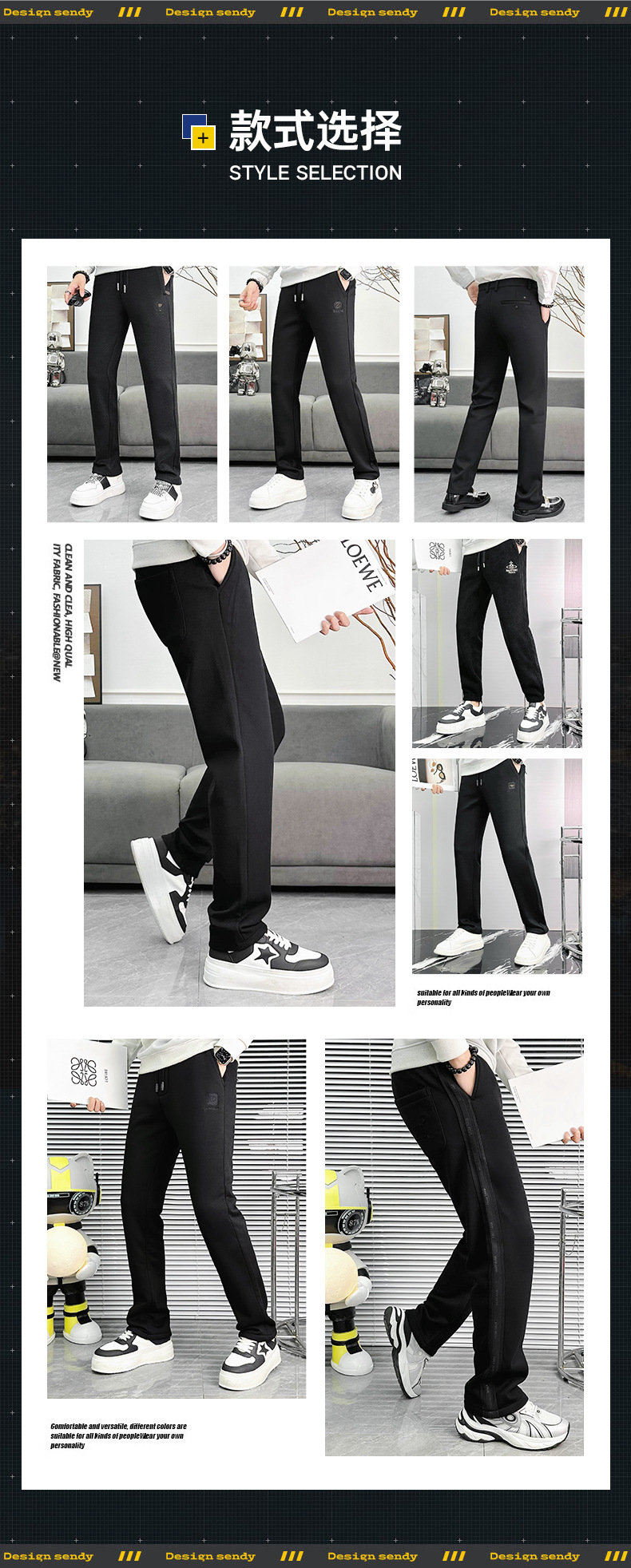 Winter fleece casual tight-fitting 9-inch pants for men, slim-fit sports pants, the same style as the popular social pants, elastic and comfortable pic 10