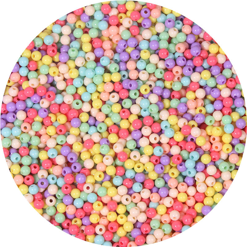 4mm亚克力塑料实色圆珠diy手工串珠手链首饰材料配件配饰散珠批发详情4