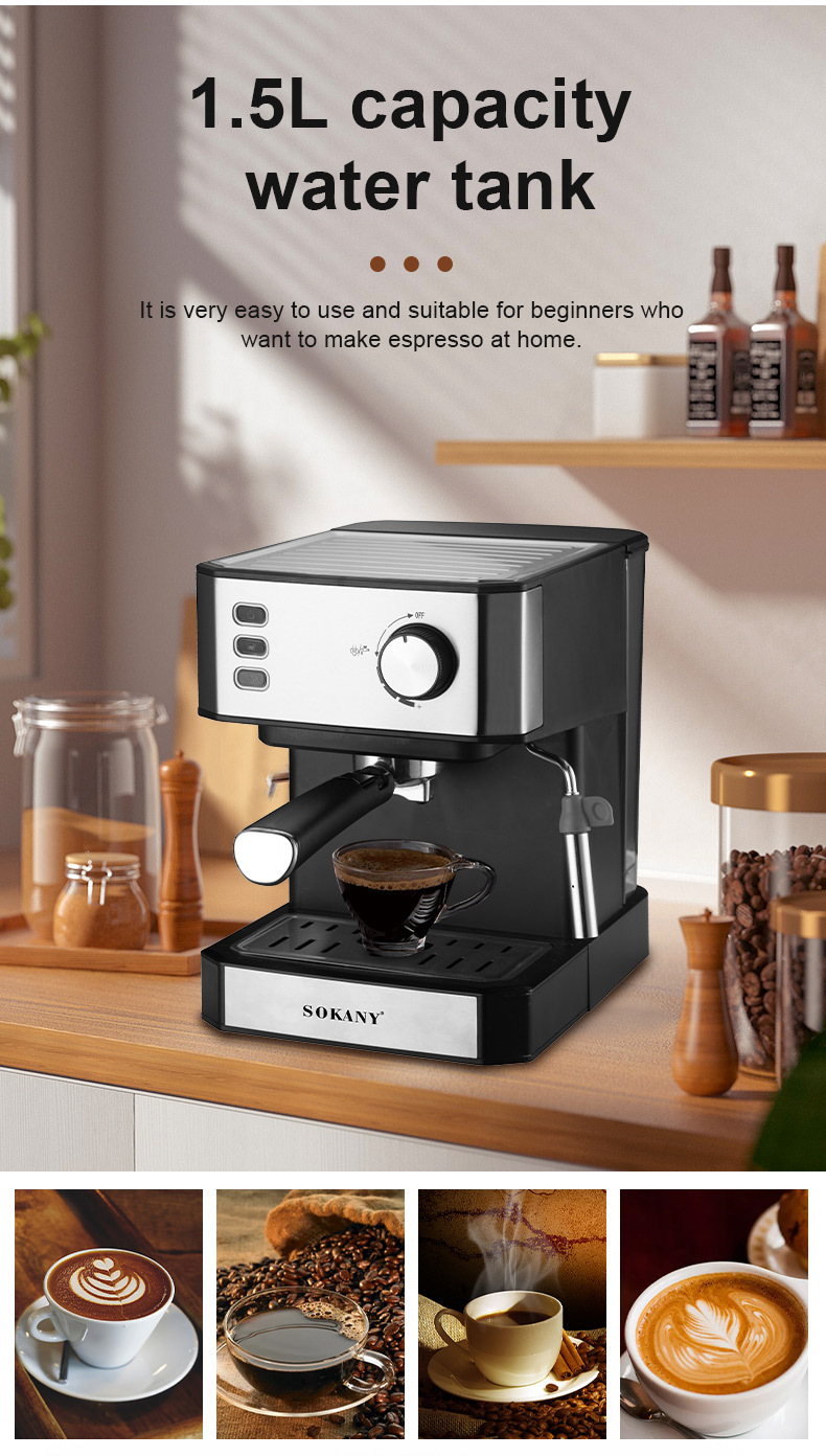 110V cross-border consignment Italian household coffee extraction machine, office steam milk foam semi-automatic integrated machine pic 4