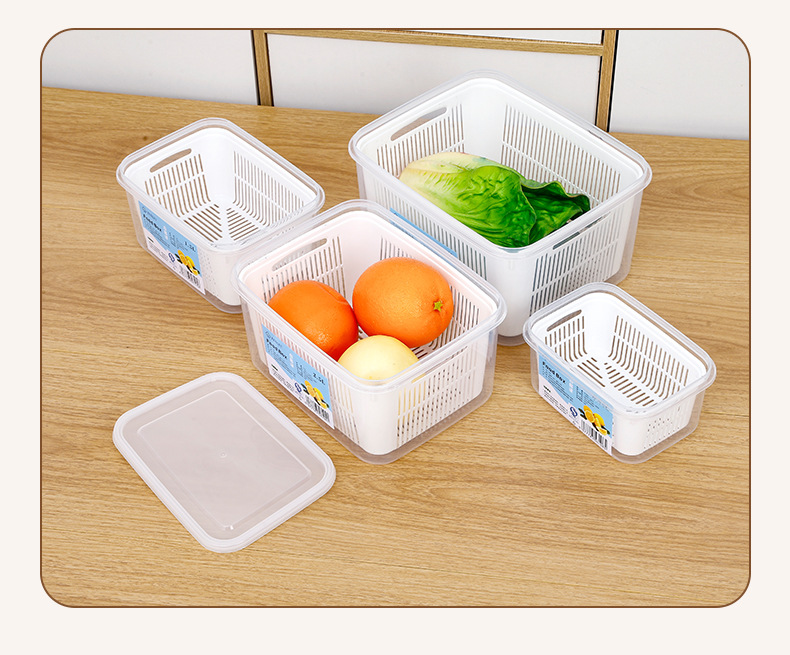 Refrigerator storage box, water-draining and fresh-keeping box, kitchen food-grade special refrigeration and freezing sealed fresh-keeping box for fruits and vegetables pic 17