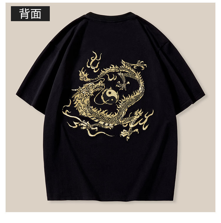 New short-sleeved T-shirts for men, heavy embroidery, all-cotton round neck, loose and large-sized casual trendy couple shirts, custom-made and wholesale pic 11