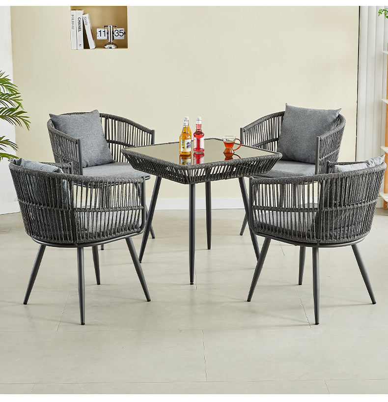 户外藤椅桌椅设计师休闲阳台庭院花园单人椅子时尚餐厅藤编椅组合详情15