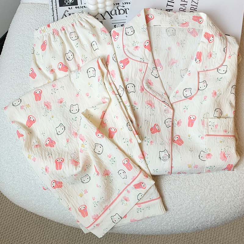 Spring new Cloud cotton Korean InS-style long-sleeved pajamas for girls, sweet and cartoonish, cute student home wear set pic 17
