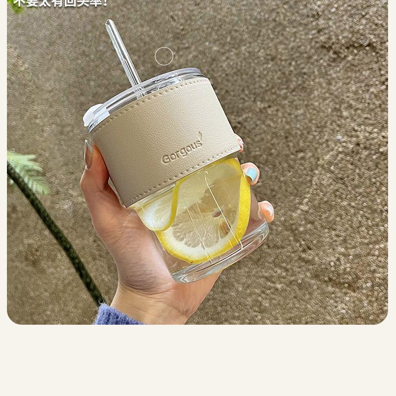 高颜值竹节杯办公室家用水杯玻璃吸管杯ins风咖啡杯网红杯子代发详情14