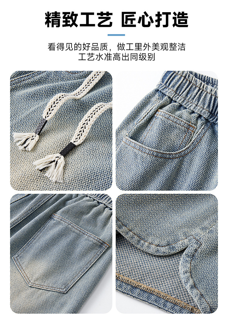 Starry sky pattern denim shorts for men, loose and trendy straight-leg casual mid-length pants, 2025 new style American versatile pic 4