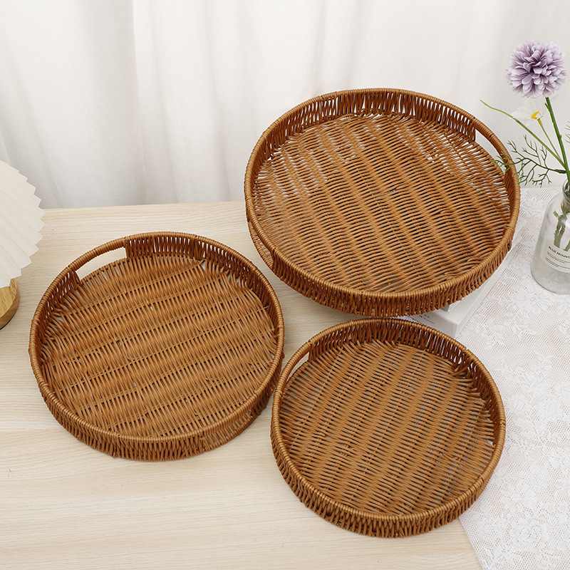 Wicker-like bread basket, reinforced supermarket snack and candy tray basket, living room display woven storage basket, picnic basket pic 5