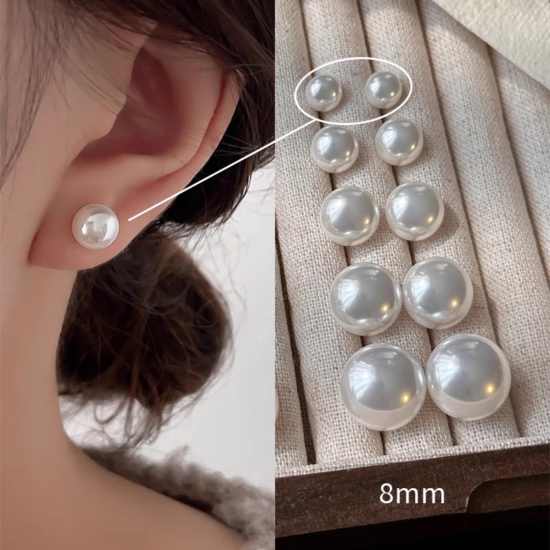 925 Silver Needle Steamed Bun Pearl ear studs for ear piercing, high-end light luxury style earrings, niche and versatile ear clips and earrings pic 14
