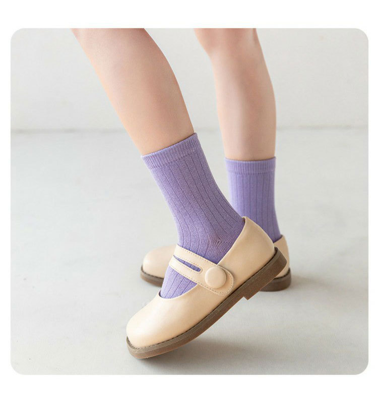 一件代发女童袜子春秋款儿童纯色中大童棉袜中筒袜女孩同色公主袜详情13