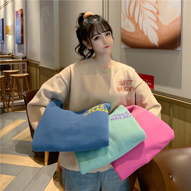 現貨代發跨境臺灣抓絨加厚衛衣2025秋冬新款寬鬆休閒大碼女裝上衣详情10