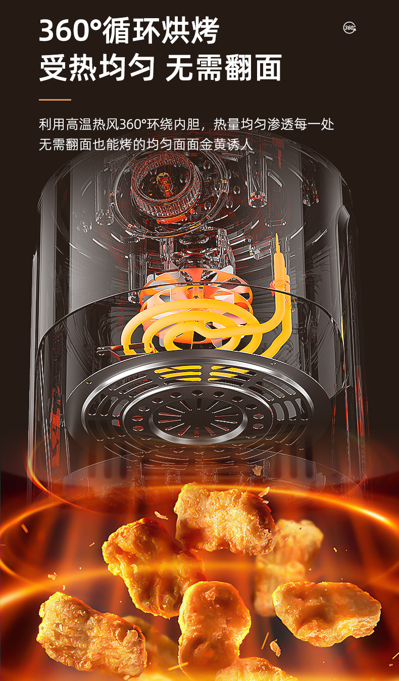 Cross-border AirFryer household air fryer, large-capacity visible electric fryer, Amazon 110V, US and European standard 220V pic 14