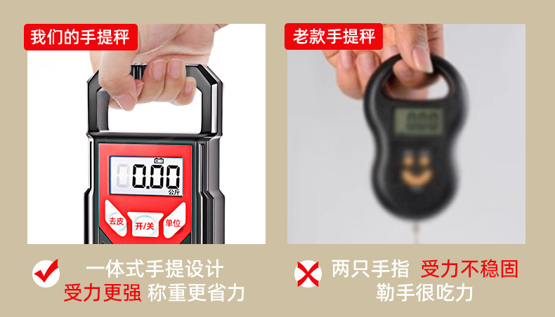 手提电子秤50kg便携式高精度迷你称家用小型秤买菜快递手拿弹簧称详情5