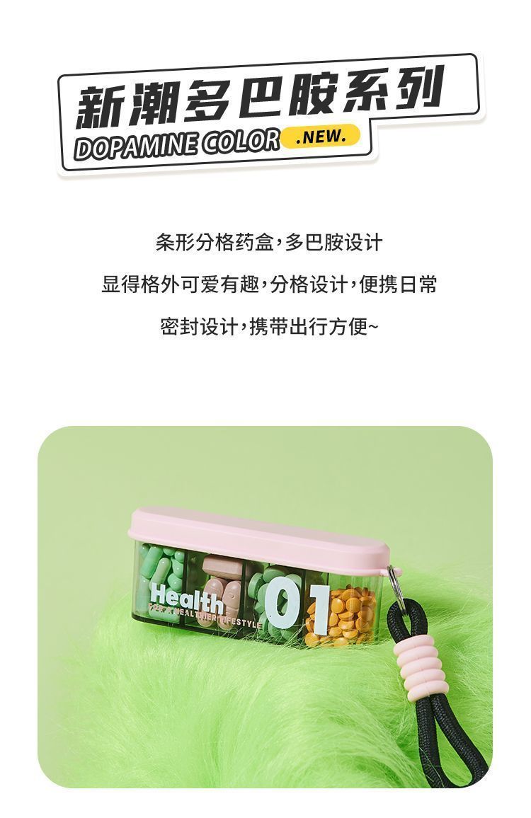 Portable medicine box, small medicine dispensing box, mini medicine storage box for seven days a week, divided into compartments for three meals a day pic 4