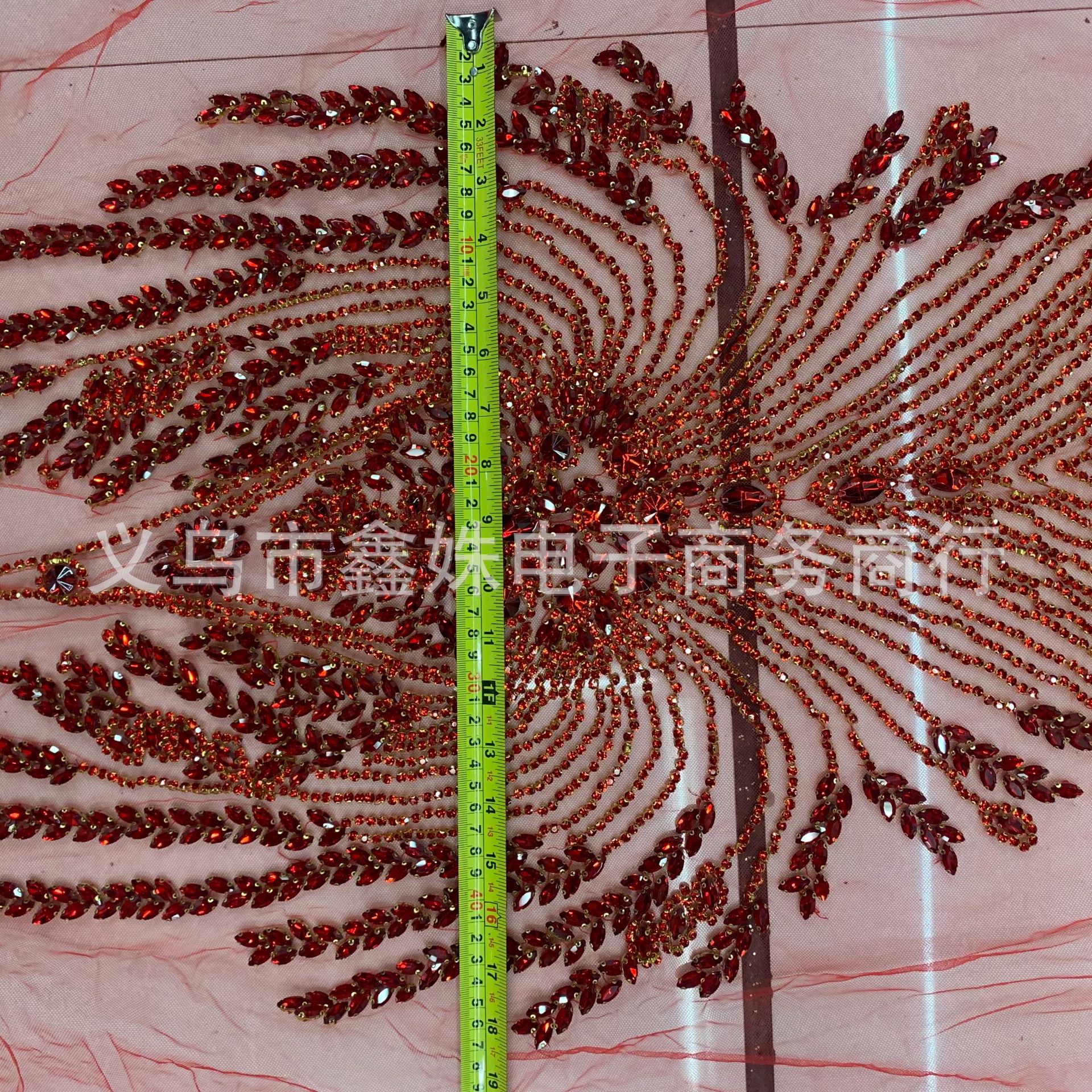 Red large-sized, super-heavy, luxurious large diamond, hand-stitched beads, luxury wedding dress and evening gown, glass rhinestone cut pieces, clothing accessories pic 19