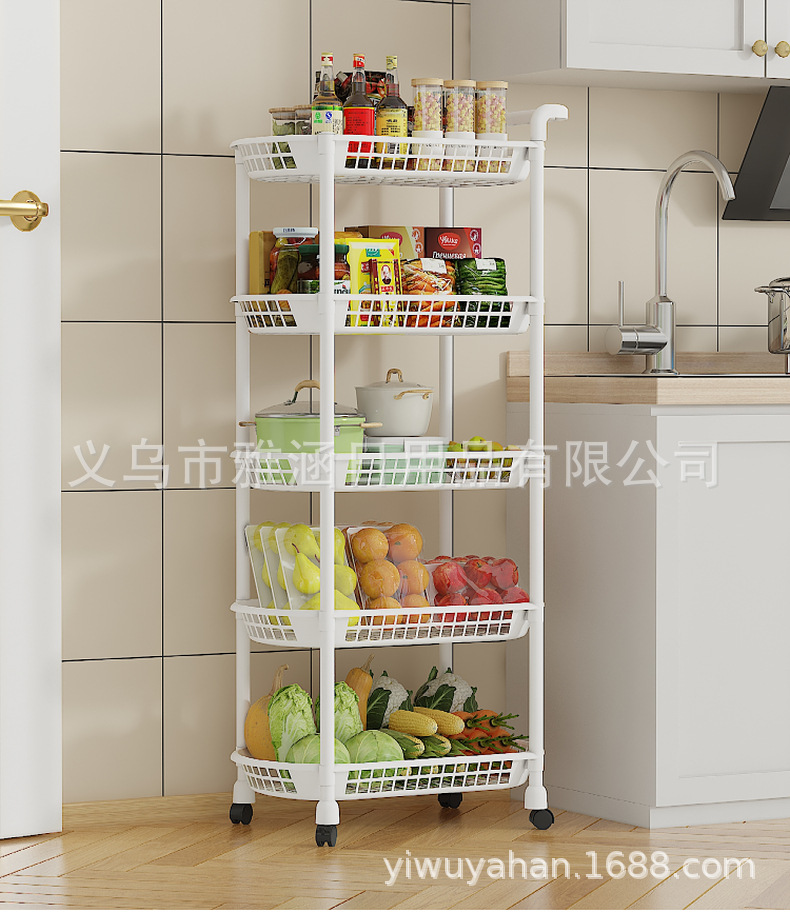 跨境厨房置物架家用多层可移动零食蔬菜收纳置物架落地收纳夹缝架详情15