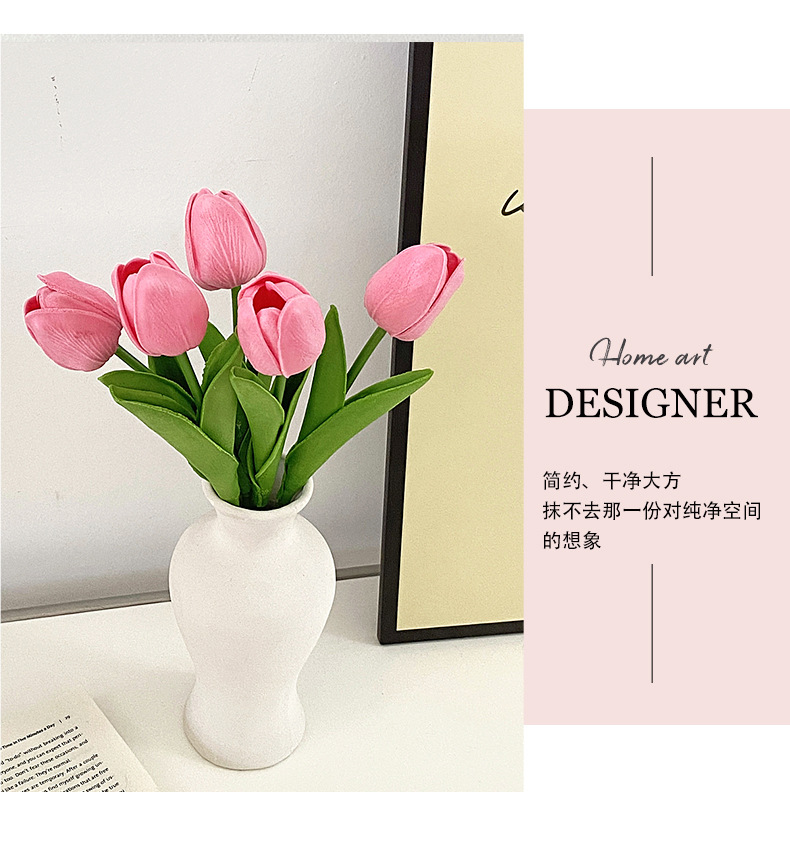 PU mini tulip simulation flowers, artificial bouquets, living room decoration flowers, table flowers, arrangement flowers, floral art, photo bouquets wholesale pic 10