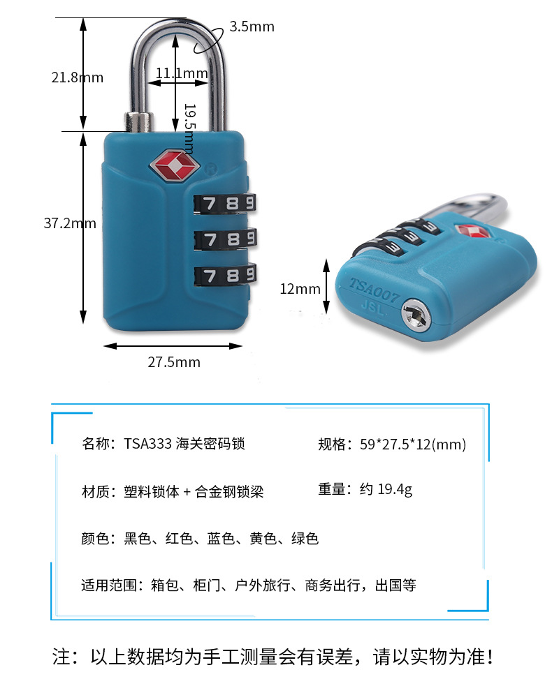 TSA customs combination lock, suitcase lock, backpack, locker drawer, 3-digit plastic customs combination lock for overseas travel pic 13