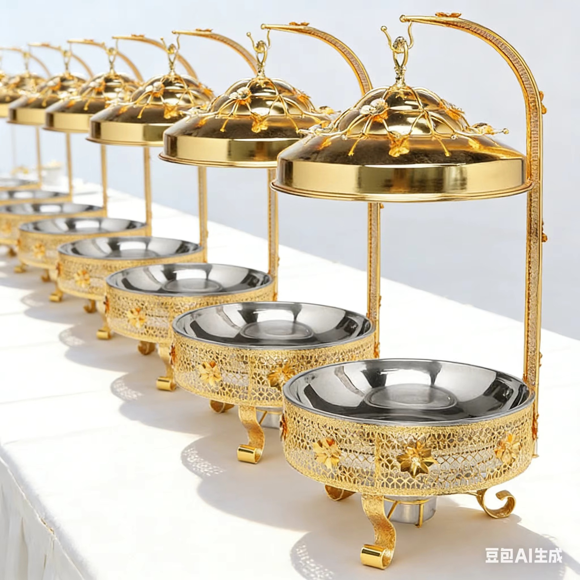 A new type of light luxury stainless steel patterned hanging stove with an 8.0L combined steel lid food insulation pot and a hanging lid alcohol dining stove pic 3