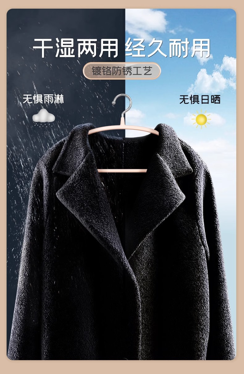 无痕宽肩不起肩家用衣架衣撑浸塑半圆防滑不锈钢晾衣架防肩角衣挂详情6