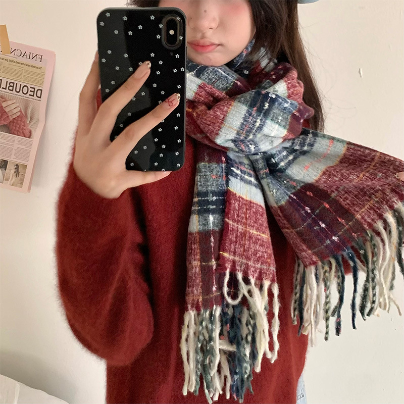 New InS-style high-end scarves for autumn and winter, striped checkered color-blocked warm scarves, starry sky scarves pic 3