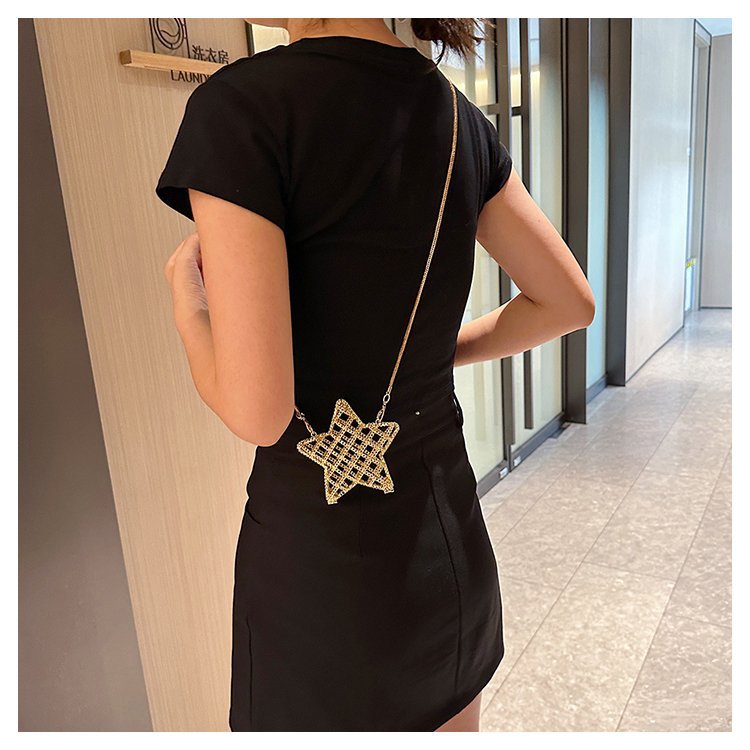 跨境2024夏新款小香风镂空金属星星包晚宴包单肩斜挎气质链条女包详情58