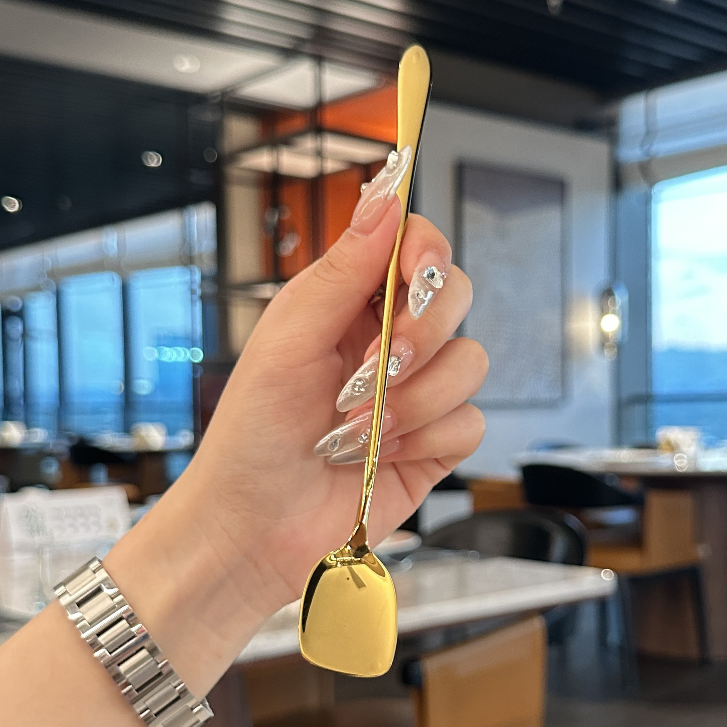 304 stainless steel spoons, mugs, long-handled stirring spoons, household coffee spoons with high appearance standards, bar cocktail ice spoons pic 5