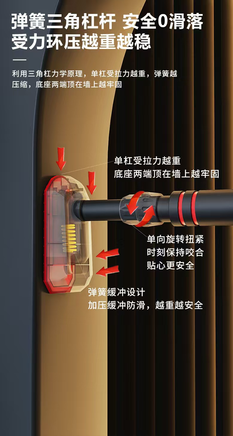 门上单杠家用室内免打孔墙体单杆家庭健身器材儿童成人引体向上器详情7