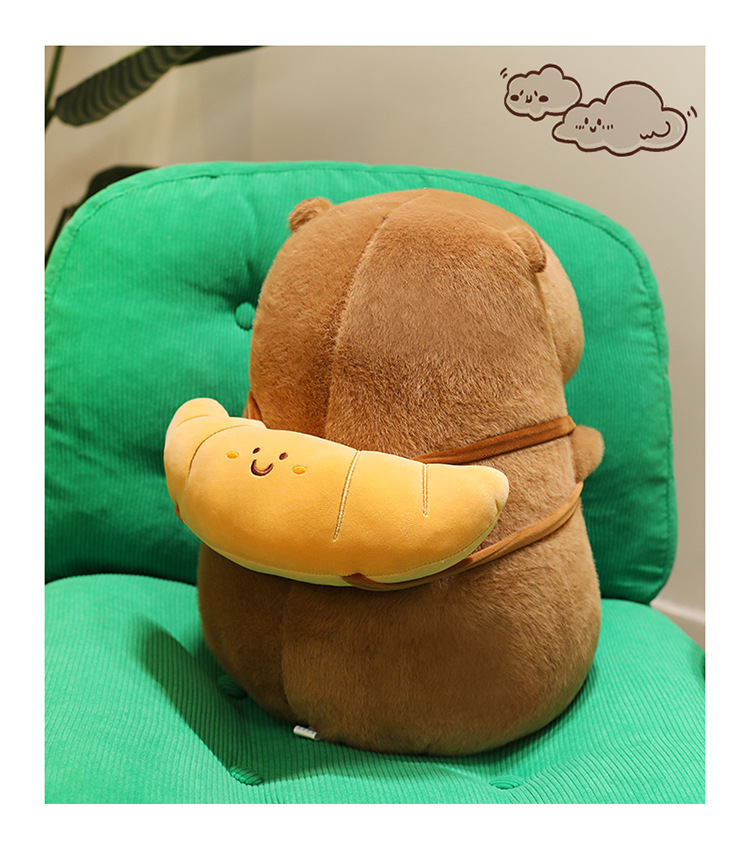 外贸新品卡皮巴拉公仔卡通烘焙系列水豚毛绒玩具抱枕娃娃机兑换品详情27