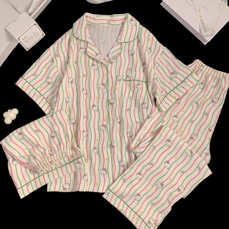 可爱小狗睡衣女款夏季云朵棉短袖短裤三件套少女休闲可外穿家居服详情18