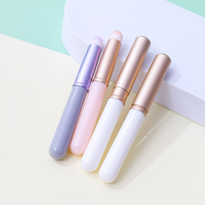 便携化妆刷迷你带盖圆头唇刷晕染刷遮瑕刷唇膏口红刷美妆工具批发详情5