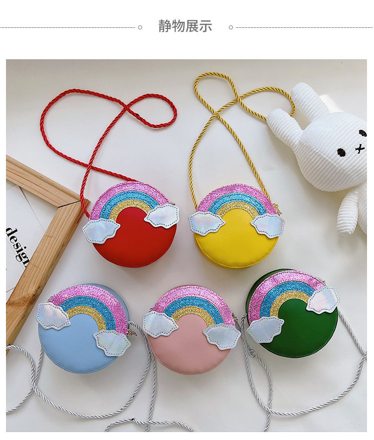New PU small bag for girls, mini crossbody bag for toddlers and babies, cartoon and cute rainbow coin purse for girls pic 1