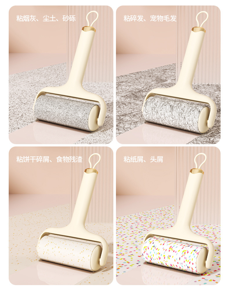 粘毛器滚筒可撕式替换卷纸沾毛滚刷去猫毛家用黏毛筒头发理神器详情6