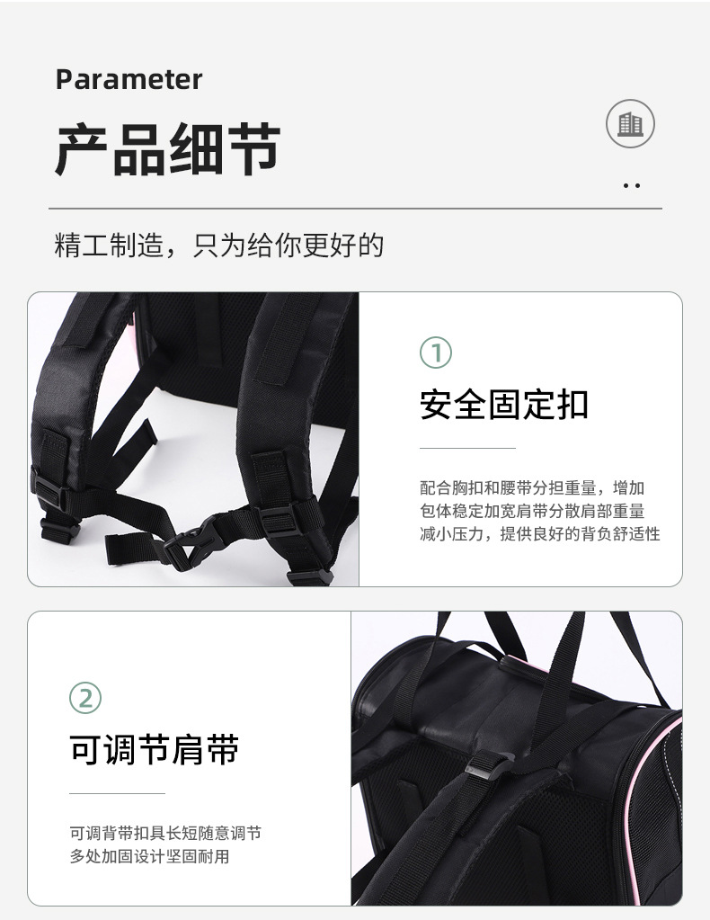 Rongka Pet Cross-border Multi-functional Pet Travel Bag, large-capacity personalized double-shoulder pet bag, Breathable Oxford fabric cat and dog handbag pic 7